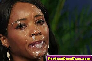 Bigtit Ebony Chick Enjoys Blowing White Dick and Gets Facial