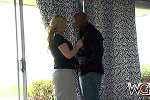 Juicy booty blonde slut gets pounded by monster black cock with cum on ass