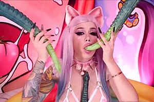 i'm a solo anime girl playing with long tentacles