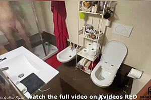 Guy Spied While Showering and Masturbating