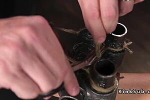 Brunette Slave Endures Rough Anal Hook Torture In Dungeon While Tied Up