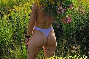 Adorable Girl With Small Tits Walks In Nature, Teasing In Short Shorts