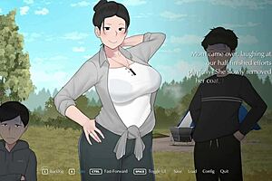 Camp adventure with big tits mom in extended game, joined by my friend