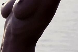 natalie costello teases big natural tits outdoors, clothes ripping off