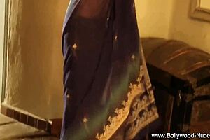 Brunette Teases In Bollywood Dance, Ripping Clothes For Nude Striptease