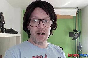 This Yorkshire geek is getting his first blowjob from a tattooed British chick