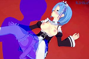 Emilia, Rem, and Subaru Natsuki in intense sex from Re:Zero hentai!