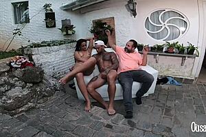 Amaya Takayo's big ass tattoo distracts Johnny Gab during double penetration with Lidy Silva