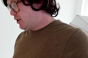 This Yorkshire geek is getting his first blowjob from a tattooed British chick