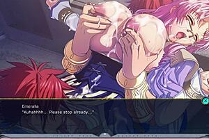 In this kyonyuu fantasy, emeralia dominates in a threesome with big tits and cumshot