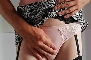 Feeling the anal plug in pantyhose as a sissy