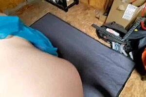 Giving it to her hard in the shop with close up.