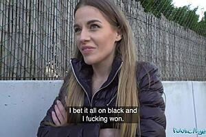 Eveline Dellai fucks stranger roughly for casino winnings