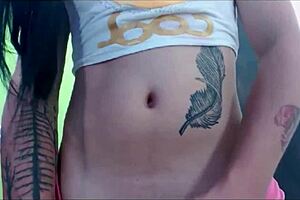 TRANSSEXUAL babe in PINK undies MASTURBATES on cam