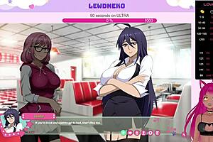 Vtuber LewdNeko explores futanari cock in dick dine and dash game