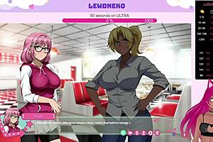 Vtuber LewdNeko explores futanari cock in dick dine and dash game