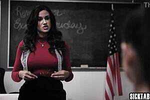 Teen Sophia Burns takes deep anal in classroom. Teacher watches the rough pounding.