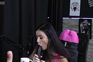 watch karen demonstrate blowjob on toys, full of lust.