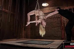 petite bdsm sub suspended and whipped before master fucks her hard?