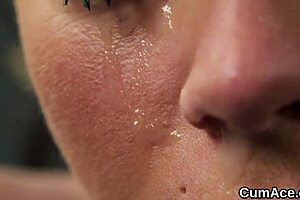 Foxy hottie, are you gulping all the semen from that cumshot facial?