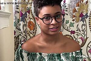 Ebony Amateur Kay Plays with Big Tits on Sofa Reaching Orgasm