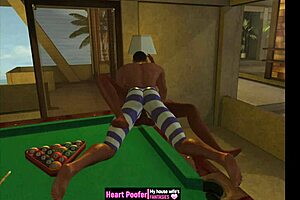 Playing On The Pool Table