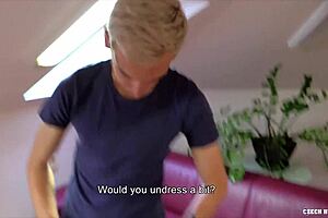 David gets paid for first gay anal blowjob.