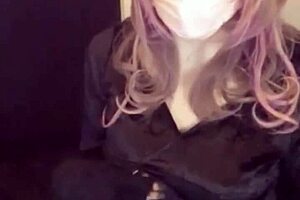 crossdressing ladyboy with cat ears masturbates on stream