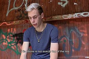 David gets paid for first gay anal blowjob.