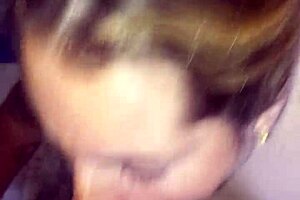 early morning deepthroat blowjob leaves cum in thong