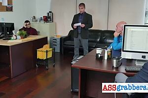 hardcore bareback sex at the office with 3some 😏