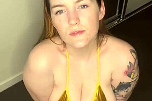 Look down at my massive tits in lingerie, huge and sexy.