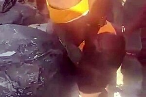 Bela India Drives Beach Crowd Wild With Monster Cock Bukkake!