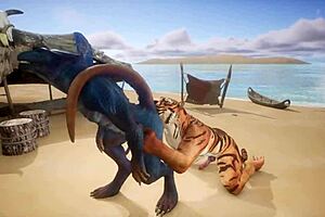 tiger gets lizard off multiple times in wild furry action