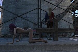 holly gets her ass fucked with dildo in fallout 4 outdoors!