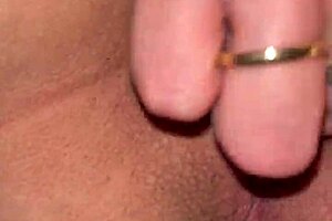 Petite wife teases her soaking wet pussy with cock