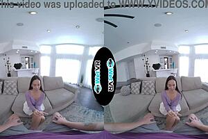 wetvr features huge dick sliding into skinny brunette in vr