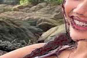 Hot african woman in bikini gets drawn