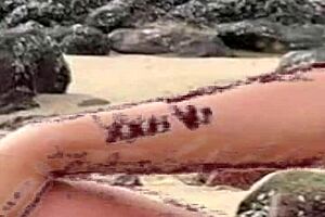 Hot african woman in bikini gets drawn