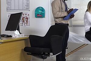 As busty lovers eavesdrop, they hear Chessie Kay's screams of pleasure from the blowjob behind the door.