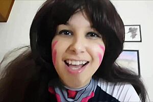 Dva overwatch rides cock for creampie cumshot