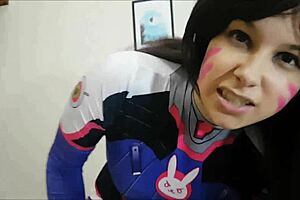 Dva overwatch rides cock for creampie cumshot