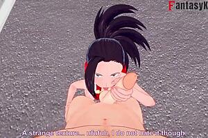 Momo Yaoyorozu gives blowjob and titjob in the streets POV 😍
