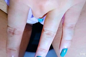 latina playing with shaved pussy in public college bathroom