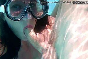 minnie manga and eduard have sex with blowjob and cum in swimming pool