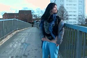 Naughty And Horny Strips And Pisses In The Middle Of The Street In Front