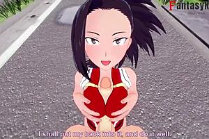 Momo Yaoyorozu gives blowjob and titjob in the streets POV 😍