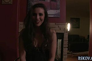 Pretty brunette pornstar rides hard in oral blowjob scene.