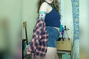 horny girlfriend roleplays blowjob with big tits and dildo