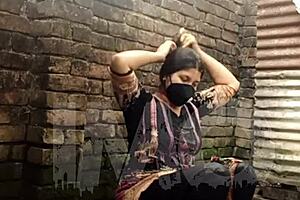 The redhead explodes with three guys in sexy indian sex